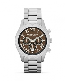 MICHAEL Michael Kors is right on time with this rich two-toned watch. With silver and rich brown shades, this classic style is designed for easy heritage style.