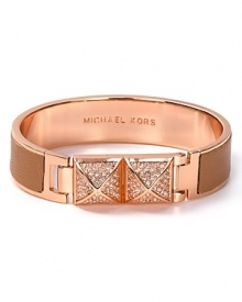 MICHAEL Michael Kors' pave pyramid bangle adds an edge. With shapely stud detailing, this rose-plated accessory makes a perfect partner to clean lines and crisp tailoring.