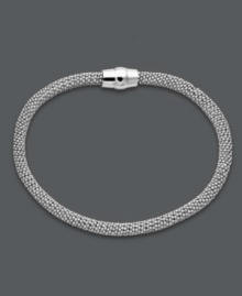 Love to layer? Studio Silver's chic mesh bracelet works wardrobe magic. Crafted in sterling silver, this contemporary style looks marvelous alone, or paired with your favorite bracelets and bangles. Approximate length: 7-1/2 inches.