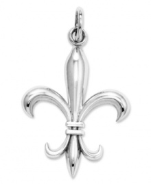 Fashion for the Francophile. This pretty Fleur de Lis charm features a solid, polished design in 14k white gold. Chain not included. Approximate length: 1-1/5 inches. Approximate width: 3/5 inch.