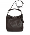 Finish your look on a downtown-cool note with Vanessa BrunoS effortlessly chic leather hobo, complete with a cross-body shoulder strap for busy days - Top zip, snapped front and back pockets, belted top, luggage tag and key ring, removable buckled shoulder strap, inside zippered back wall pocket, key clip, two front wall slot pockets - Perfect for work or city excursions