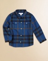 A large-scale check in crisp cotton in a sophisticated and handsome palette.Point collarLong sleevesButton-frontFront button-flap patch pocketCottonMachine washImported Please note: Number of buttons may vary depending on size ordered. 