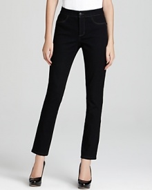 Keep everyday looks simple in body-shaping Not Your Daughter's Jeans. A sleek silhouette lends must-have versatility.