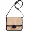 Get your style summer-ready with this chic straw crossbody bag from Marc by Marc Jacobs - Long adjustable shoulder strap, front flap with black brooch closure, square shape, contrasting black trim - Pair with a floral mini-dress, an oversized cardigan, and wedge heels