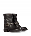 Add instant trend-right edge to your casual ensembles with these luxe leather ankle boots from celeb favorite shoe line Fiorentini & Baker - Slightly upturned rounded toe, chunky leather heel, stud-detailed ankle strap, side zip closure - Wear with denim cut offs, a floral mini-dress, or skinny jeans and an oversized top