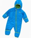 Keep him totally toasty in this baby boy blue coverall from Northface.