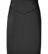 Super sleek Rauela black skirt from Hugo by Hugo Boss - This sophisticated skirt will add instant luxe to your office basics - Flattering figure-hugging fit with tailored seaming at waist - Cotton-poly-spandex blend - Pair with stockings, a tie-neck blouse and heels for workday chic