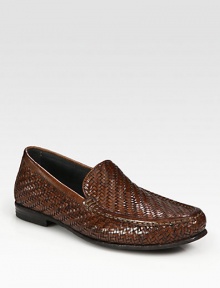 Hand burnished and hand-woven Italian leather offers this slip on loafer unparalleled style.Leather upperLeather liningPadded insoleLeather soleMade in Italy