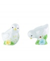 Two little chicks nest on your table, spreading springtime cheer with salt and pepper. From Lenox dinnerware, dishes in the Butterfly Meadow collection including these accessories have a delicate floral motif that adorns each porcelain shaker for an extra dash of whimsy. Qualifies for Rebate