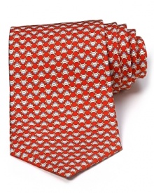 This whimsical Salvatore Ferragamo tie in rich silk will put an extra hop in your step from morning to night.