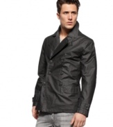 With one foot on Park Avenue and one downtown, this double breasted coat from INC International Concepts has your versatile look covered.