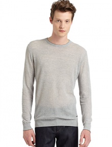 THE LOOKCrewneckPullover styleLong sleevesRibbed cuffs and hem with contrast trimTHE MATERIAL82% cotton/18% nylonCARE & ORIGINDry cleanMade in Italy