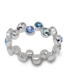 Feeling blue? Adorned with glittering crystals in a variety of beautiful blue hues, this resplendent ring from Swarovski is sure to lift your spirits! Set in silver tone mixed metal. Size 7.