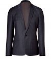 Sophisticated sleepy blue Donnie blazer from Marc by Marc Jacobs - Step up your look with this retro-inspired wool blazer - Deep lapels, one-button closure, flap pockets - Slim and modern fit - Pair with trousers, a button-down, and oxfords