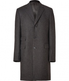 Inject instant sophistication into any outfit with Jil Sanders exquisitely tailored glen plaid coat - Notched lapels, long sleeves, front button placket, flap pockets, back vent - Straight silhouette - Wear with jeans and a pullover or with a sleek suit