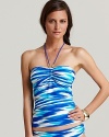 A bold ikat print in watery, seaside hues shines on this Lauren Ralph Lauren tankini.