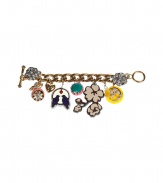 Super fun multicolor bird charm bracelet - This retro-chic charm bracelet is the perfect addition to any wardrobe - Cute rhinestone detail and bird-centric colored charms - Pair with skinny jeans, a t-shirt, and a wool 3/4-sleeve blazer