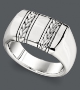 Fit to be tied. This chic knotted men's ring features an elegant braided design set in sterling silver. Size 8-12.