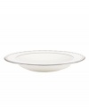 Sturdy bone china draped in a delicate platinum garland makes the Iced Pirouette rim soup bowl by Lenox a flawless go-to for formal dining. Qualifies for Rebate