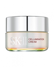 SK-II Cellumination Cream (Illuminating Moisturizer) hydrates and refines the surface to boost skin's natural, healthy-looking glow and to help diminish the appearance of discoloration for a more even tone.It conditions and refines for a skin surface with more even texture and transparency that boosts light transmission within the surface. More light transmission creates a healthy looking natural glow and makes the look of discolorations such as age spots have a less obvious contrast to natural skin color.It contains concentrated SK-II Pitera that helps lead to improvement in overall skin appearance enhancement.It permeates quickly into the skin and gives a light and smooth feeling when applied.Apply a pearl size amount to the back of the hand using the spatula. Then, using the fingertips, gently massage from the neck upwards towards the temple using a circular motion. Pat the skin lightly after application with the palms until totally absorbed. Can also be used as an overnight mask treatment - simply apply a generous amount on the entire face gently pressing the skin and leave to absorb overnight for a truly amazing result! Can also be used on the hands and décolletage. Use morning and evening.