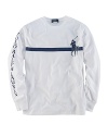 A soft cotton crewneck is printed with a signature Big Pony and a single contrast stripe for a bold graphic touch.