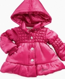 Functional and absolutely adorable, this Guess puffer jacket will keep your tot toasty.