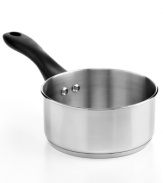 Sure to shine-this everyday essential features a stainless steel body and an encapsulated base for incredible heat conduction and retention. Perfect for prepping side dishes, boiling eggs, whipping up soups and more, this saucepan is your go-to for gourmet greatness. Lifetime warranty.