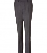 Elegant trousers in fine charcoal gray wool - Slim, straight cut, with flattering pleats - Two diagonal pockets side - High quality and wonderfully comfortable - Timeless design youll wear forever - Pair with cashmere pullover or classic button-down and matching jacket