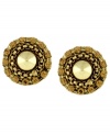 All that glitters in gold. BCBGeneration's chic button studs glisten in gold tone mixed metal with sparkling glass accents. Approximate diameter: 1-1/2 inches.