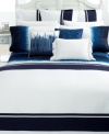 Fall into soft blue with Indigo Modern bedding from Lauren Ralph Lauren. The ombré patterned sham features a rich blue gradient ground over cotton. The stripe sham features white dobby fabric comprised of natural linen that is woven into a classic stripe pattern. Coordinate with accents from either collection for a pure oasis of calming design. (Clearance)