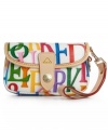 Color yourself fabulous! This flap wristlet by Dooney & Bourke features a colorful signature print, solid trim and detachable handle.