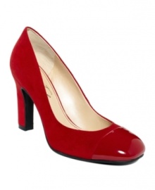 A brilliantly shining cap toe makes the Maxie pumps by Marc Fisher an eye-catching pair.