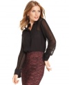 Fall's hottest staple, BCBGeneration's sheer-chiffon blouse goes the style mile by it's day-to-night versatility!