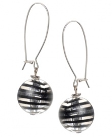 Stand out in stripes. Haskell's stylish bead earrings features a clear and black pinstripe design. Strung from silver tone mixed metal ear wires. Approximate drop: 2-1/4 inches.