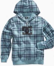 When is plaid not preppie? When it's printed all over a zip-up hoodie from DC Shoes.