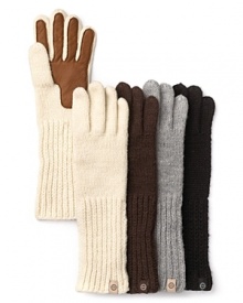 UGG® Australia's classic knit gloves boast a rich leather palm patch for effortless winter style.