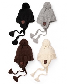 Exude perennial style in this classic knit aviator hat topped with a large pom pom from UGG® Australia.