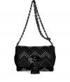 Ladylike looks get a striking twist with Mulberrys Aztec-inspired zigzag studded Lily shoulder bag - Flap with black metal iconic Postmans Lock closure, chain and leather woven shoulder strap, inside zippered back wall pocket - Carry with everything from knit jackets and skinnies to evening gowns and heels