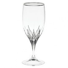 A classic pattern now features a platinum metal band creating pieces that are even more striking than the original. Wine, goblet, flute and iced beverage are available to make a full suite.