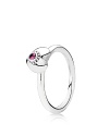 A cabochon-cut rhodolite stone in a decorative bezel setting gleams from the center of PANDORA's supremely stackable heart-shape silver ring.