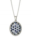 A mosaic of blue. Light and dark round-cut sapphires (1-1/6 ct. t.w.) adorn this pretty oval-shaped pendant. Setting and box chain crafted in sterling silver. Approximate length: 18 inches. Approximate drop: 1 inch.