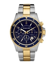 Nautical inspiration, timeless design: a two-tone chronograph Madison watch by Michael Kors.