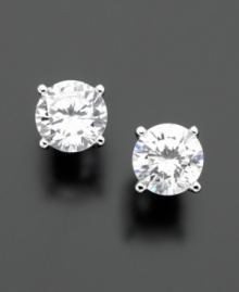 Add sparkling style and polish with round-cut cubic zirconia stud earrings (2 ct. t.w.) by B. Brilliant. Set in sterling silver with rhodium plating.