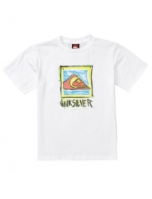 Get colorful. Brighten up his everyday style subtly with this graphic t-shirt from Quiksilver.