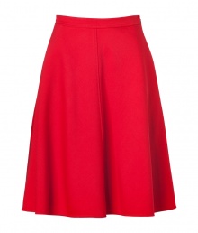 Radiant in red with a fun, full silhouette, Valentinos wool swing skirt lends an elegant feminine finish to every outfit - Side slit pockets, front and back seam, hidden side zip - Fitted waist, full circle skirt - Wear with a fitted top and slipper-style loafers