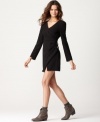 Just wrap it up with Kensie! This fitted little black dress is totally modern with side ruching and a fitted silhouette.