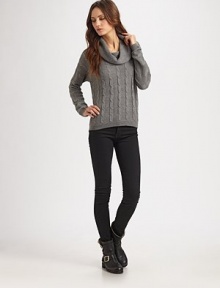 Wool-blend cowlneck with long dolman sleeves, cable-knit construction and a hi-low hem. CowlneckLong dolman sleevesHi-low hem50% acrylic/30% wool/20% nylonHand washImportedModel shown is 5'9½ (176cm) wearing US size 4.