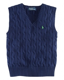 The essential sweater vest in handsome and durable cabled cotton.