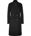 Stay stylish through the transitional months in this ultra-sleek wool coat from Michael Kors - Wide notched lapels, long sleeves, double-breasted silhouette, flap pockets, long length, back vent - Style with a long sleeve mini-dress, patterned tights, and platform pumps