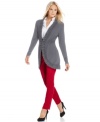 Style&co.'s cardigan is designed with a dramatic cut that instantly dresses up almost anything you pair it with.